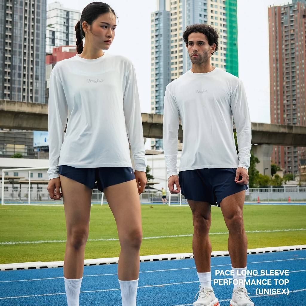 Peaches Active - Running UV Top Protection เสื้อวิ่งแขนยาว (Unisax) White