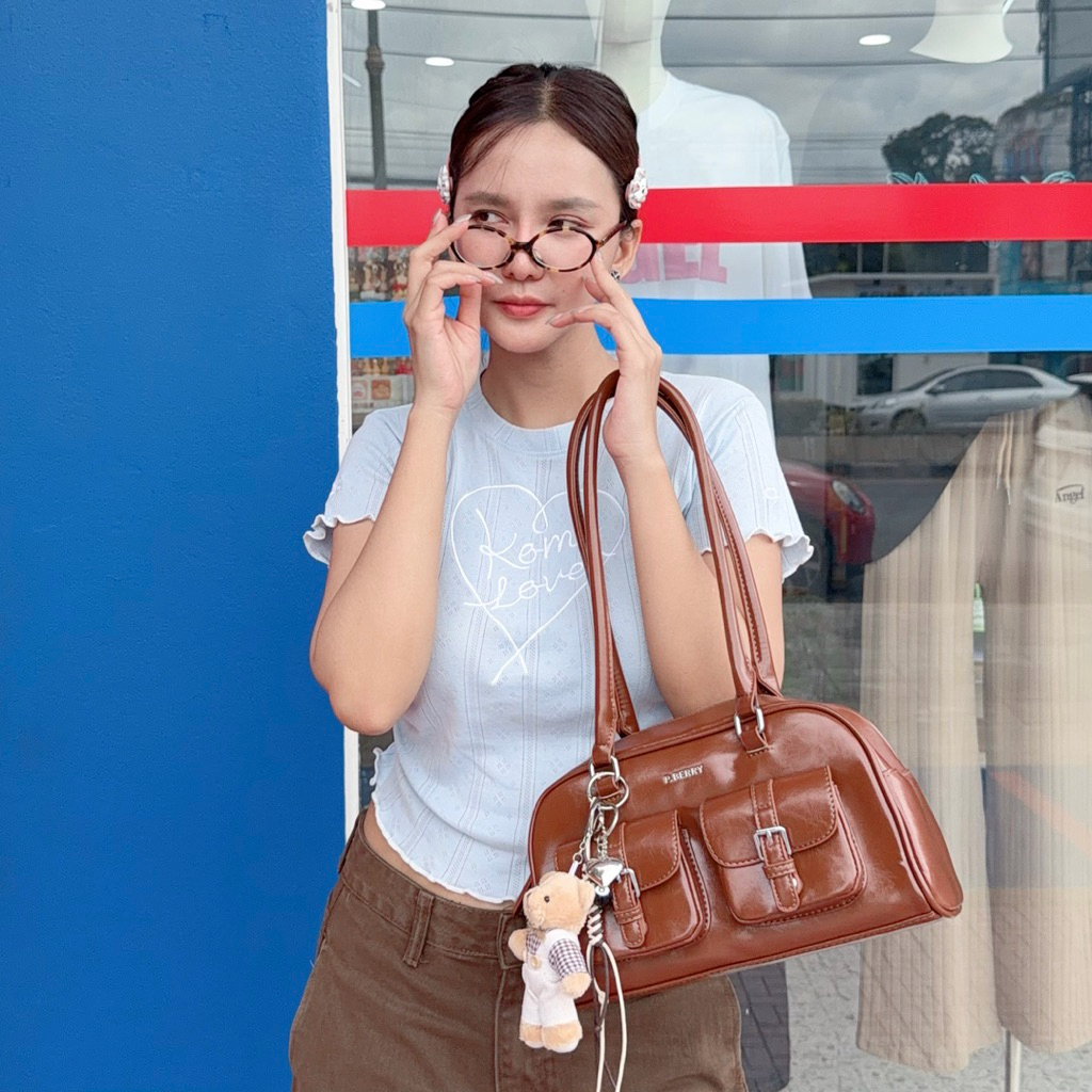 P.BERRY กระเป๋าสะพายข้าง P-Butter ทรงหมอน Shoulder Bag ดีไซน์เรียบหรู