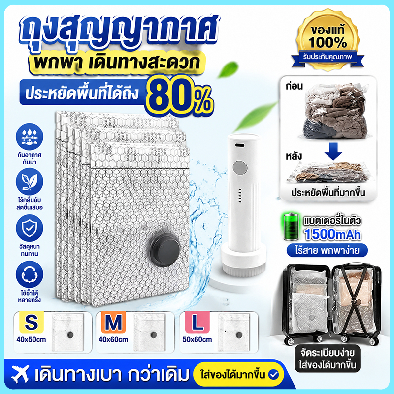 19 ชิ้นถุงเก็บสูญญากาศสําหรับเดินทาง,พร้อมปั๊มไฟฟ้าแบบชาร์จไฟได้, ถุงซีลสูญญากาศ สําหรับกระเป๋าเดินทางเสื้อผ้าและผ้าห่ม