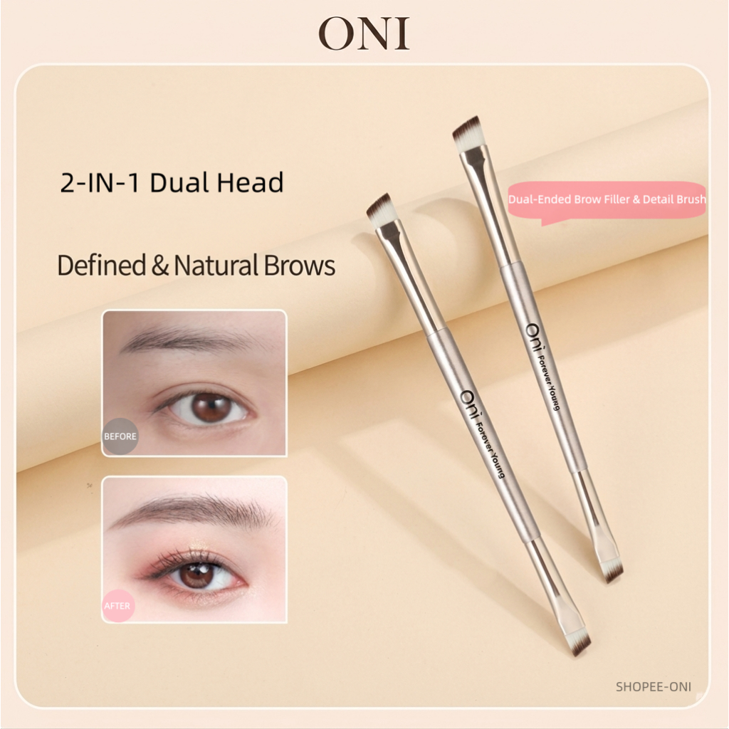 Oni Dual-Ended Brow Brush Champagne,2-in-1 Brow Filler&Defining Brush,,แปรงคิ้วสองหัว,แปรงเติมสีคิ้ว,แปรงคิ้ว 2-in-1