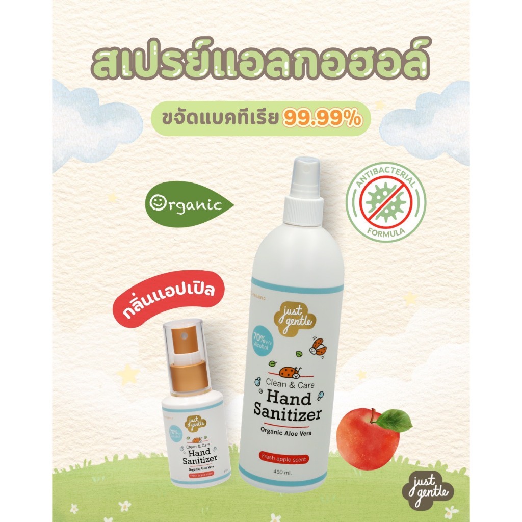 สเปรย์ทำความสะอาดมือ กลิ่นแอปเปิล Hand Sanitizer Liquid Pump - Apple Scent Removes 99.99% bacteria. Alcohol 70%.