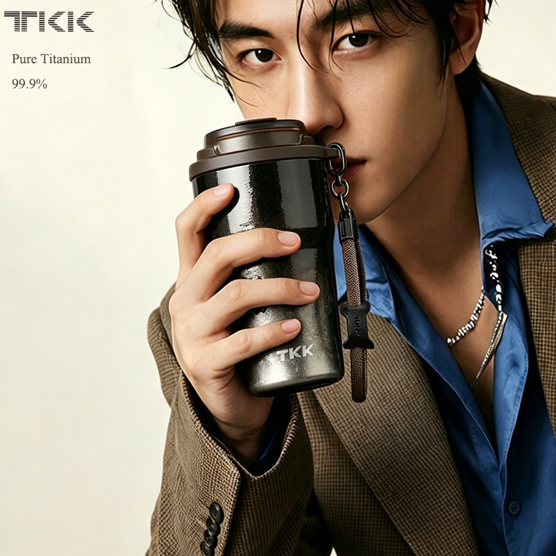 TKK Ti 99.9% แก้วเก็บความเย็น 630ml ไทเทเนียมแท้ ทั้งในและนอก แก้วคุณภาพสูง พร้อมกล่องสำหรับของขวัญ
