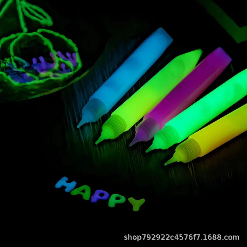 สีเรืองแสงในที่มืด 6 สี สูตรน้ำ ความสว่างสูง ขนาด 6 มล. สีเรืองแสงสำหรับงาน DIY