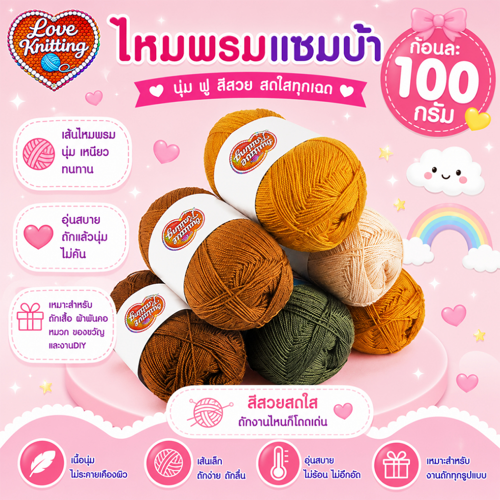 WA115R-100g ไหมพรมถักโครเชต์ ไหมเส้นนุ่ม ไหมพรมคุณภาพ ไหมพรมเนื้อนุ่ม ไหมพรม ไหมพรม yarn ไหมพรมไม่ระคายผิว ไหมซัมเมอร์