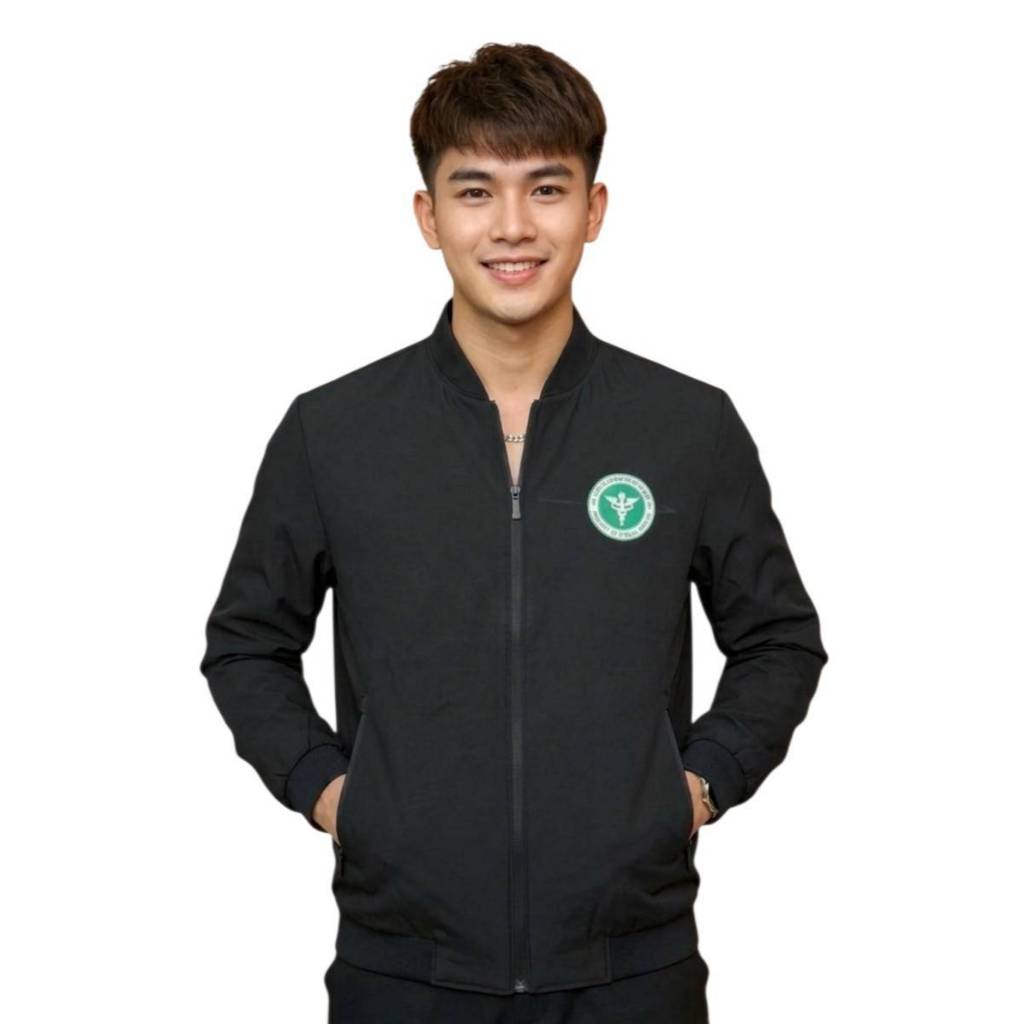 เสื้อ เสื้อแขนยาว แจ็คเก็ต คอจีน สาธารณสุข สีดำ