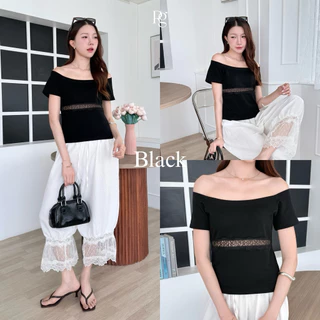 RICHYGIRL | Romy top เสื้อยืดปาดไหล่ ดีเทลลูกไม้ เข้ารูปเข้าทรง เรียบหรูดูแพง (S/M/L)