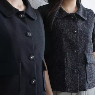 Lawyer Store [ 5321630 ] เสื้อคอปกแขนสั้น กระเป๋าคู่ แต่งกระดุม ซับในทั้งตัว งานพรีเมี่ยม สไตล์สูท เสื้อทวิต สวมใส่สบาย