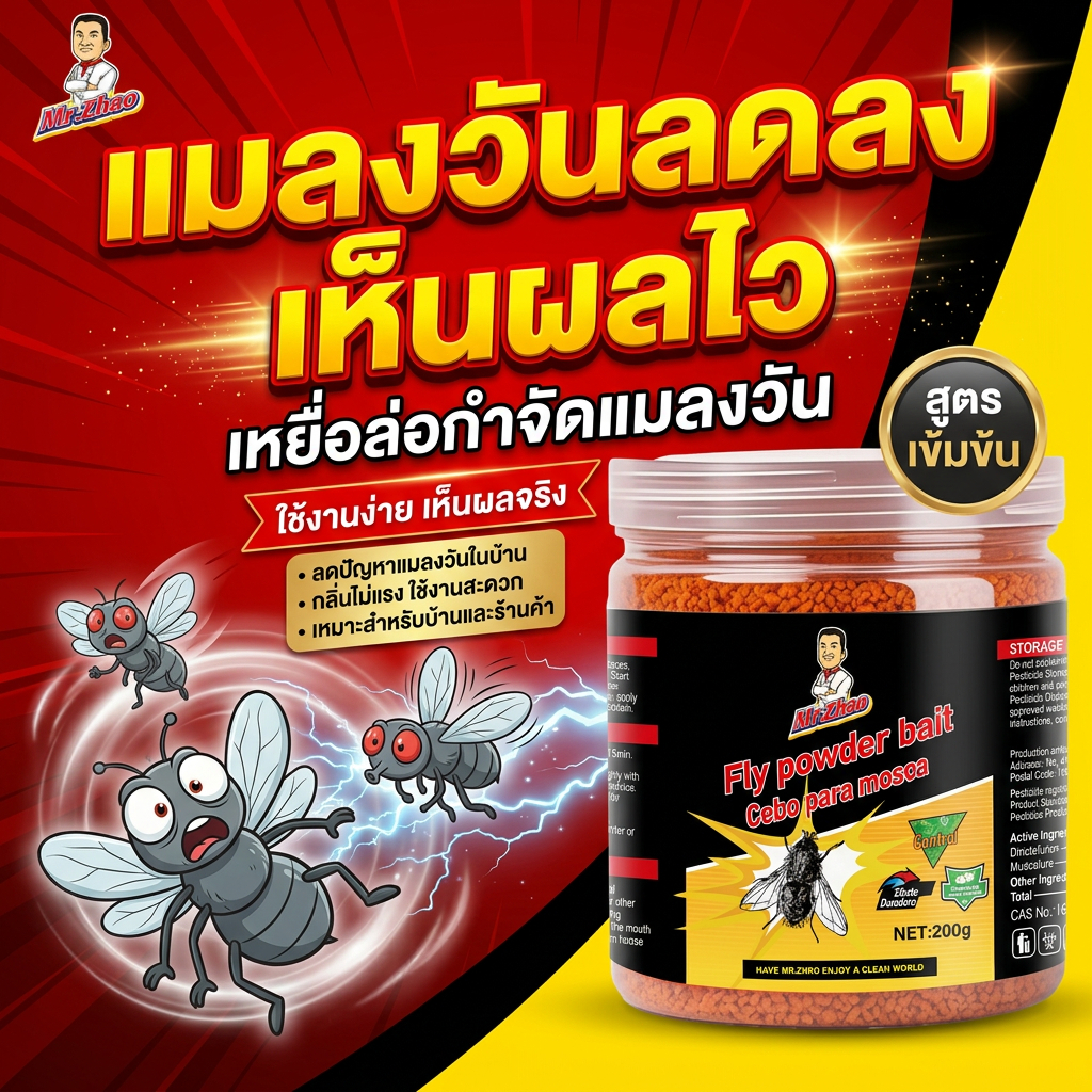 🪰ภายใน 1000 เมตร ไม่มีแมลงวัน🪰LY ผงไข่เน่า เหยื่อกำจัดแมลงวัน ไล่แมลงวัน ผงกำจัดแมลงวัน ใช้งานง่าย ปลอดภัยต่อสิ่งแวดล้อม