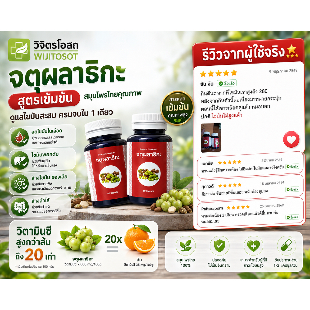 จตุผลาธิกะแบบแคป 1 กระปุก 60 เม็ด สมอเทศ สมอไทย สมอพิเภก มะขามป้อม