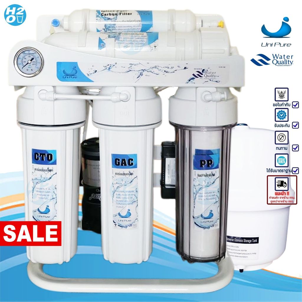 Unipure เครื่องกรองน้ำ RO กรองระบบอาร์โอ 150Gpd ขาตั้ง เป็นระบบกรองที่สะอาดสุด Uni-Pure ราคาถูกพิเศษ