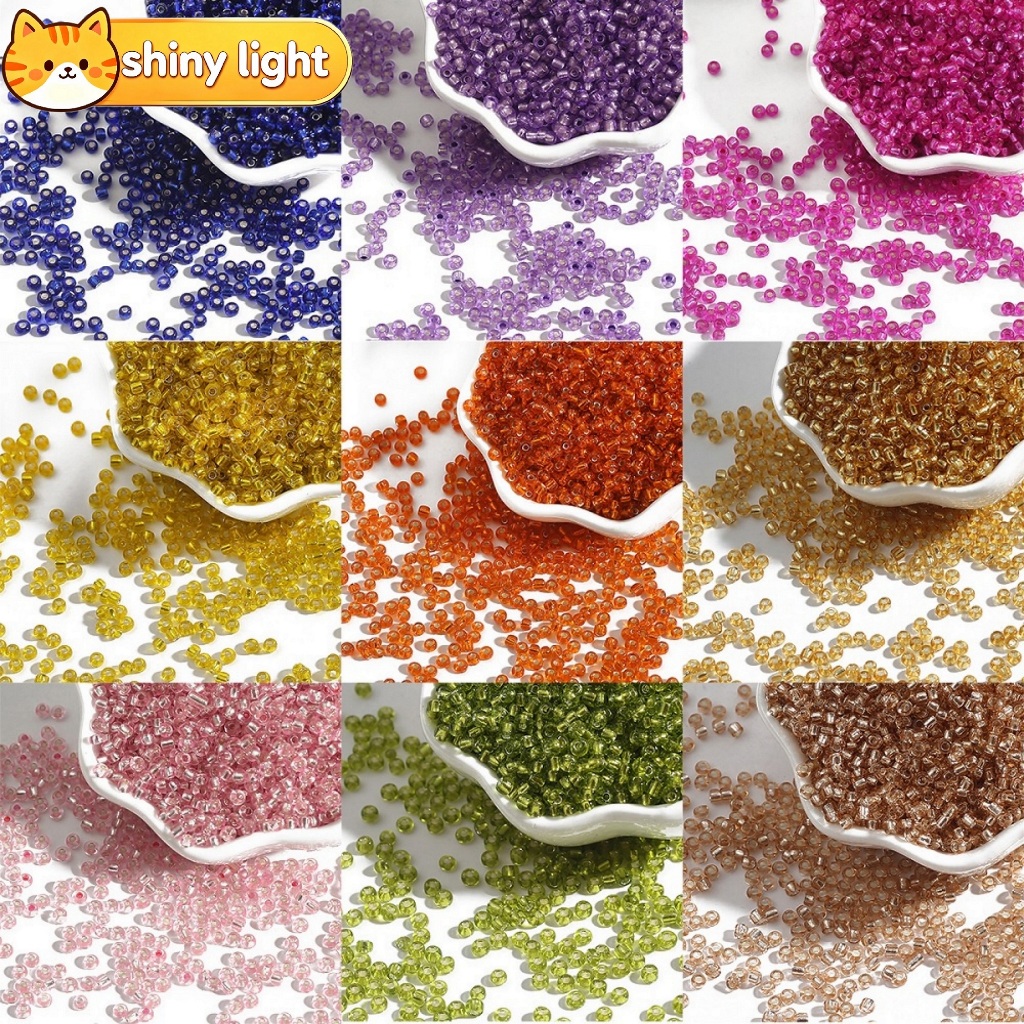 ลูกปัดแก้วเคลือบเงินเม็ดข้าว 2-4 มม. อุปกรณ์ DIY ทำสร้อยคอ สร้อยข้อมือ ต่างหู งานเย็บปักถักร้อย แฮนด์เมด