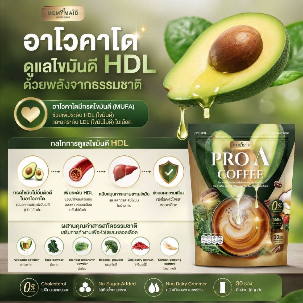 กาแฟอะโวคาโดตรงจากแบรนด์1ห่อ30ซองส่งฟรี
