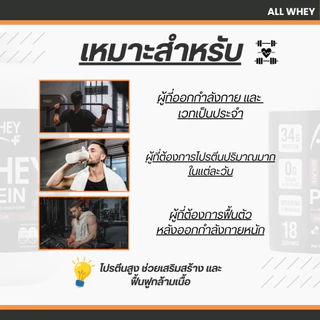 All Whey Whey Protein Isolate เวย์โปรตีน 34g. รสดาร์คช็อกโกแลตสูตรเข้มข้น ขนาด750g. ทานได้ 18เสิร์ฟ