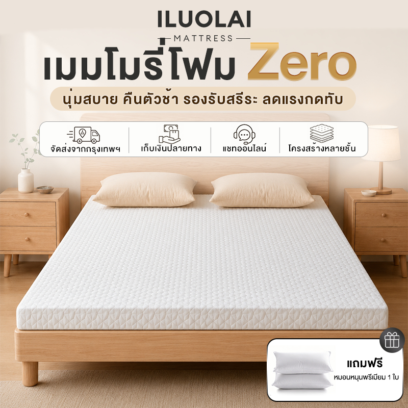 ที่นอนเมมโมรี่โฟม ห้องนอนของครอบครัว หนา 4 นิ้ว ระบายอากาศ ไม่ยุบตัว ถอดซักได้ การจัดส่งแบบบีบอัด