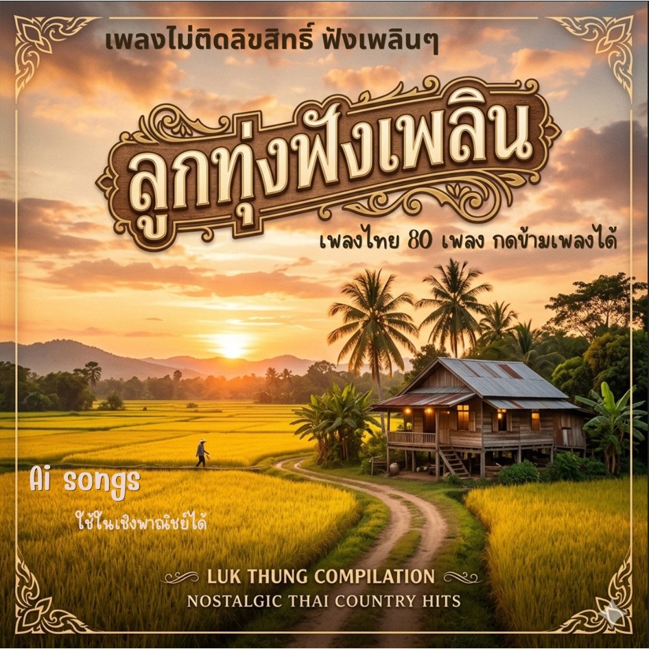 MP3 รวมฮิต ลูกทุ่งฟังเพลิน เพลงไทย 80 เพลง ร้านอาหาร เปิดได้ไม่ติดลิขสิทธิ์ (แผ่น CD , USB แฟลชไดร์ฟเพลง ไม่ติดลิขสิทธิ์