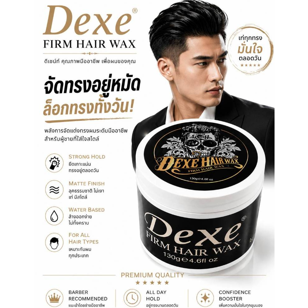 Dexe โพเมด เจลแต่งทรงผม Aroma pomade Vintage Hair แว๊กซ์จัดแต่งเซททรงผม ส่งจากไทย คละสี คละลายกล่องขนาด 130 g