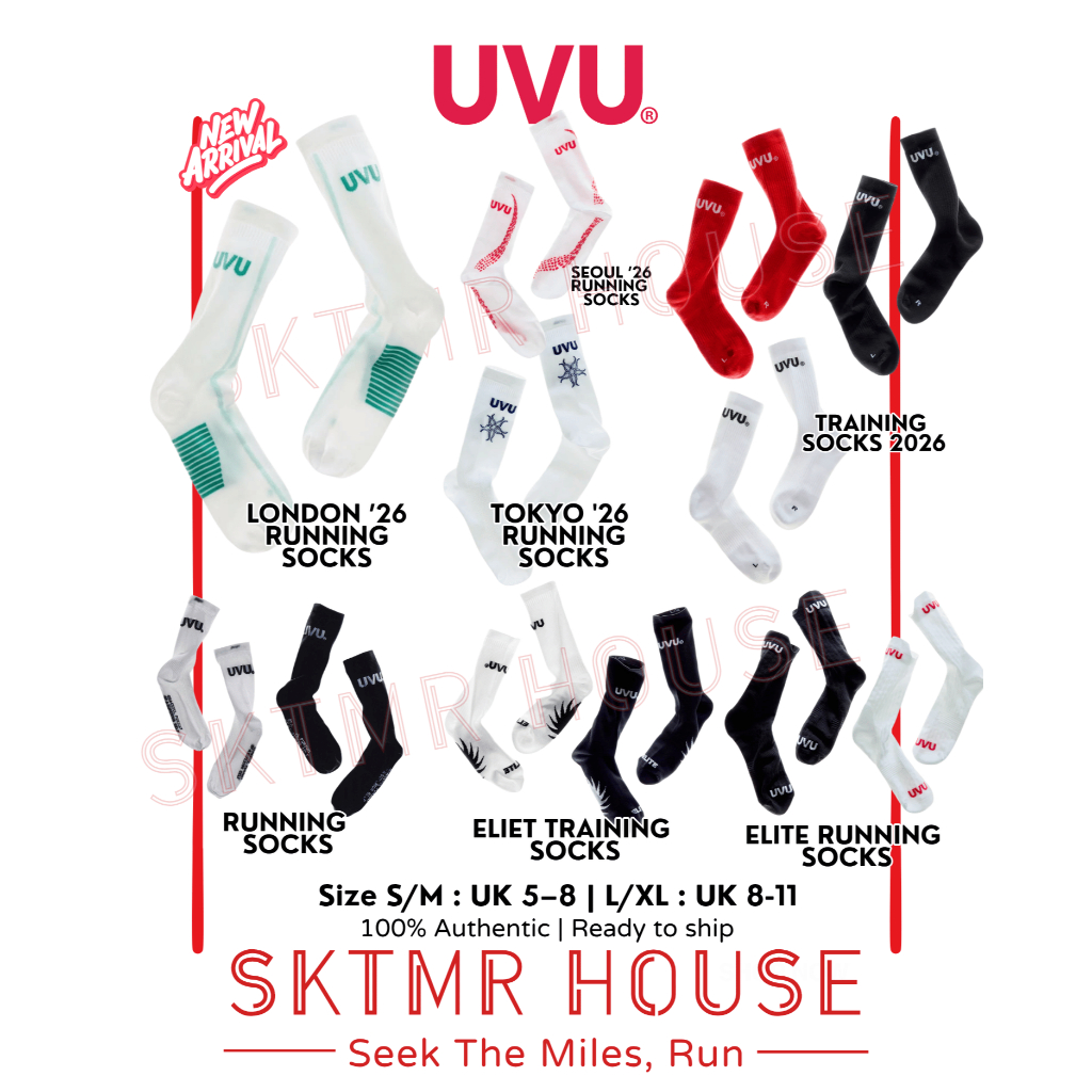 [พร้อมส่ง]  UVU RUNNING SOCK, TRAINING SOCK, ELITE RUNNING SOCKS| ถุงเท้าวิ่ง / เทรนนิ่ง |