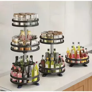 ชั้นวางเครื่องปรุง หมุน360° มี1-3ชั้น จัดเก็บของในครัว