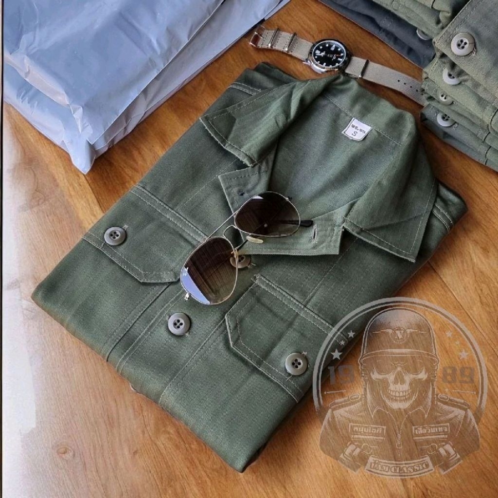 ​เสื้อเขียวog ของใหม่ไม่ผ่านใช้งาน รุ่นเก่ายุค80'ไซส์ S รอบอก38 นิ้ว พับเก็บไว้นานอาจมีรอยยับและคราบฝุ่นบ้างเล็กน้อย