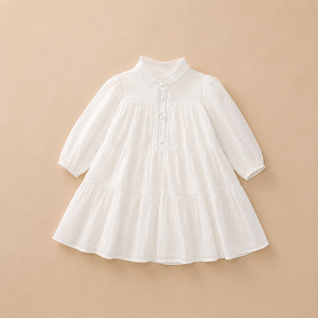 Hania kids พร้อมส่ง เดรสเด็กผู้หญิงโทนขาว สวยสุภาพ เรียบร้อย ผู้ดีสุดๆ - K5115562