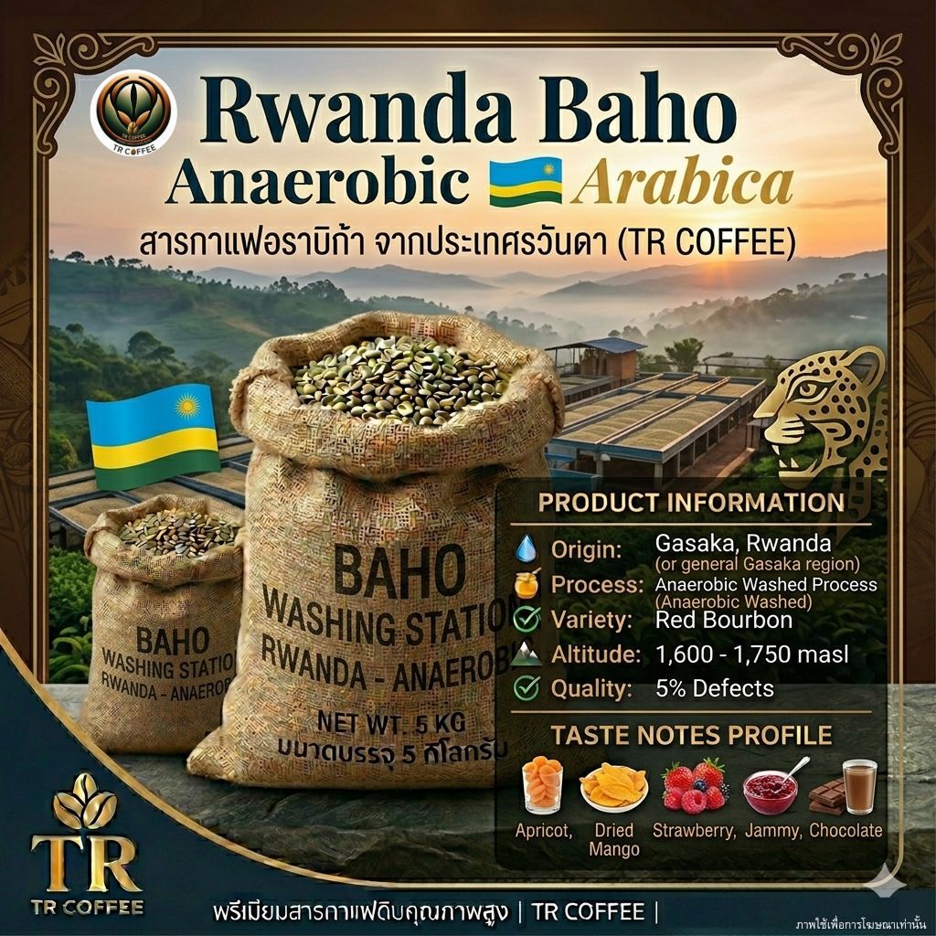 สารกาแฟ 5kg Rwanda Baho Anaerbic อราบิก้า/Washed Process สั่งซื้อเกิน 20kg. ทักแชท