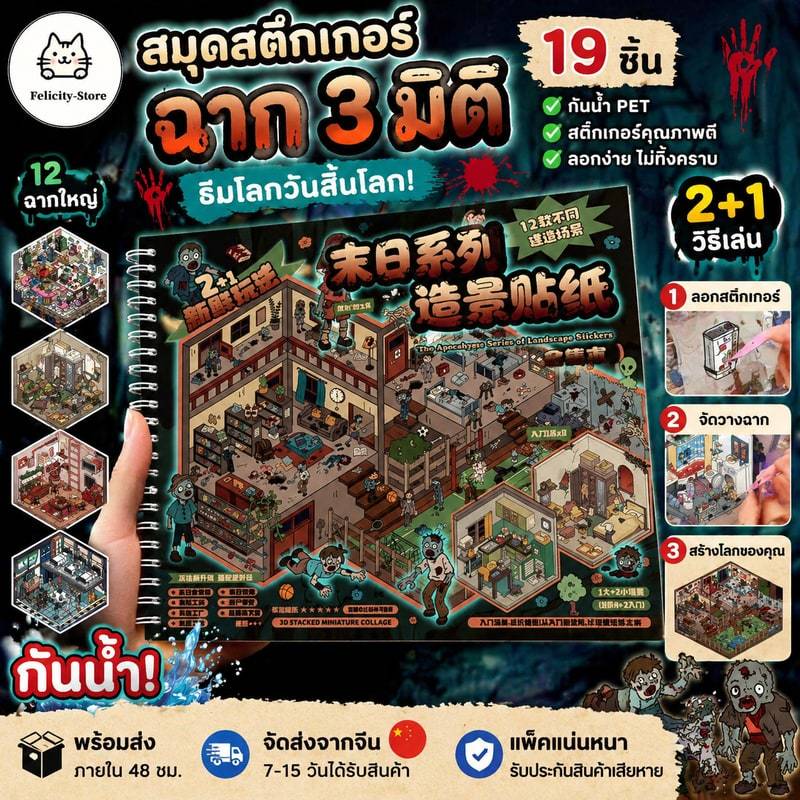 WEI 19 ชิ้น [ชุด Apocalypse]กันน้ํา 3D ภูมิทัศน์สติกเกอร์คอลเลกชันหนังสือ Mechanical Factory Mars ฐานการ์ตูนสไตล์สําหรับ