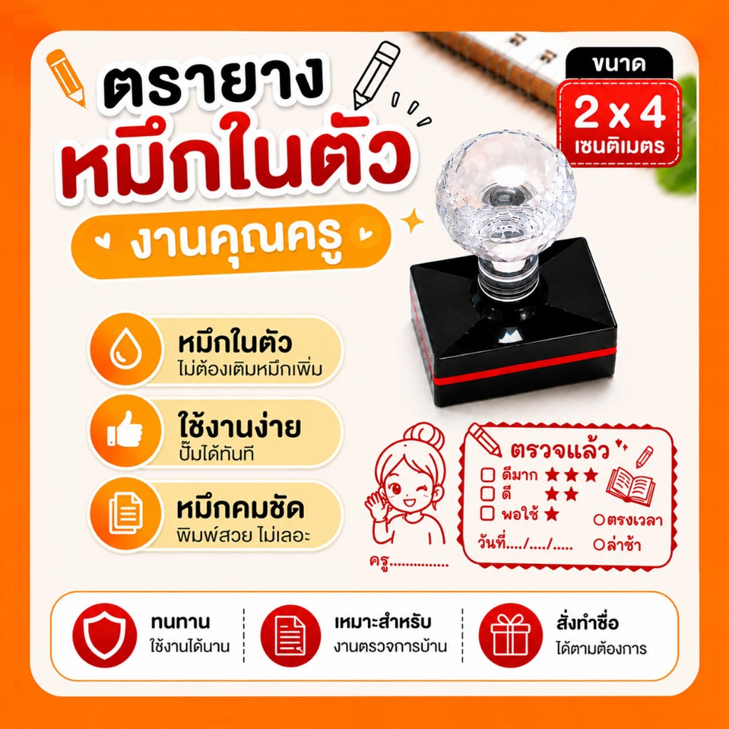 ตรายางคุณครู ตรายางตรวจงาน [รหัส CH2040]
