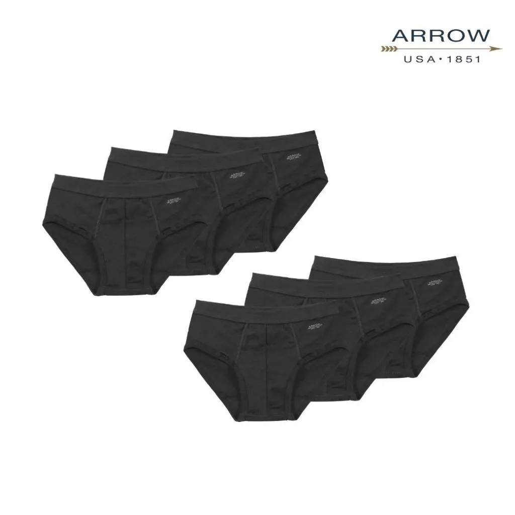 ARROW COTTON RIB (PACK 6 ตัว) กางเกงในชาย แพ็ก 6 ตัว สีดำ รุ่น MXWH93C