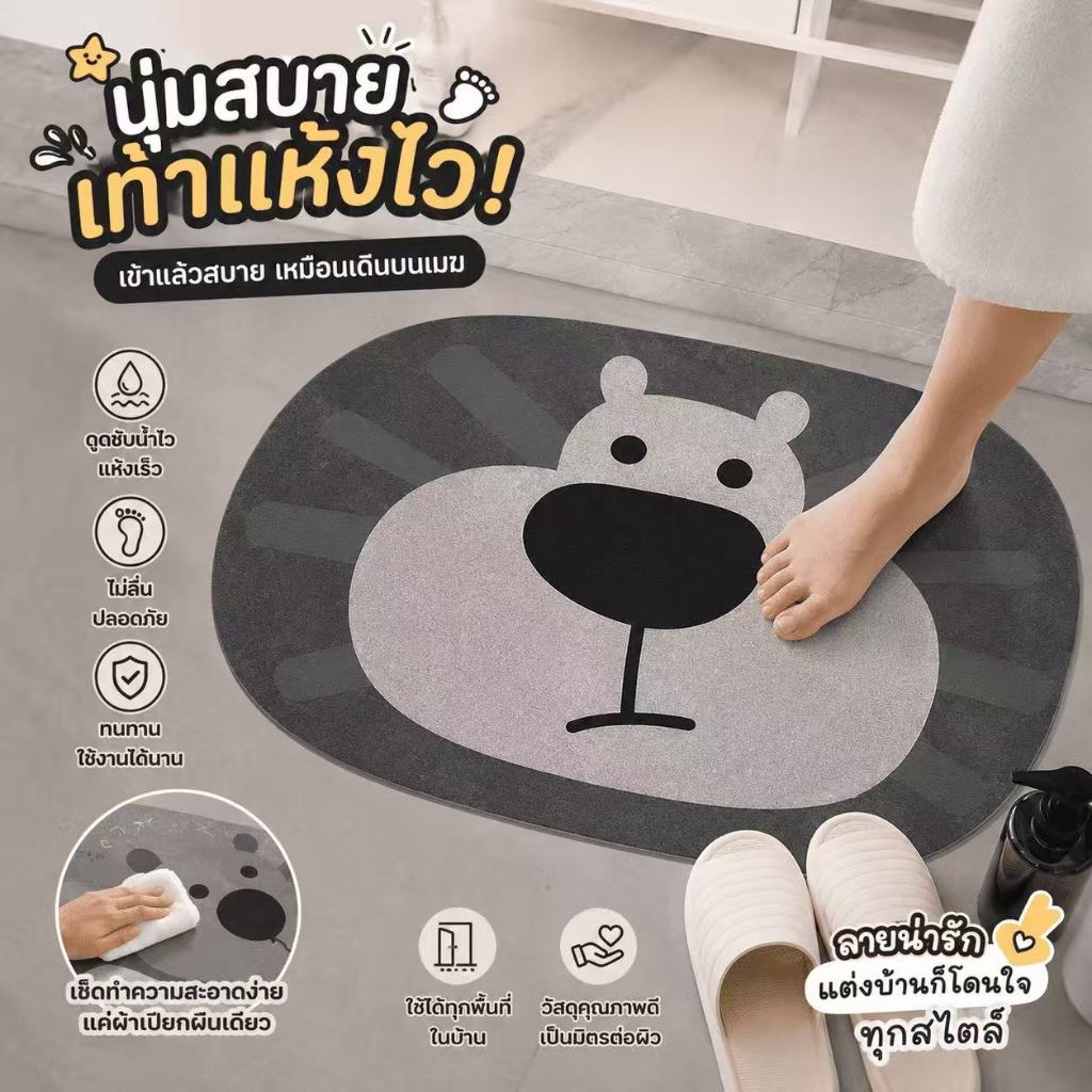 พรมเช็ดเท้าไดอะตอม ซับน้ำดีเยี่ยม แห้งไวทันใจ 40*60 ซม.