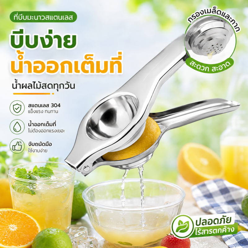 เครื่องคั้นน้ำ เครื่องคั้นน้ำมะนาว ที่บีบมะนาวสแตนเลส 🍋 เกรดดี หนา ทน คั้นง่าย บีบหมดจด ไม่เปลืองแรง