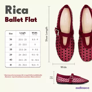 Mellowco รุ่น Rica Polka Dot Flat รองเท้าผ้าตาข่ายลายจุด ME-6104