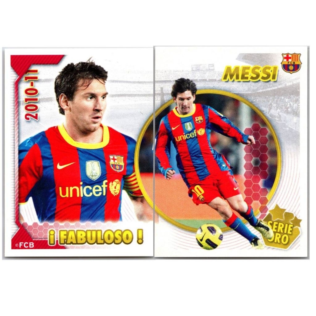 สติ๊กเกอร์เมสซี่ 2 ใบติด พานินี่ ยุคทอง บาร์เซโลน่า 2010-11 MESSI FABULOSO PANINI STICKER BARCELONA 2010-11