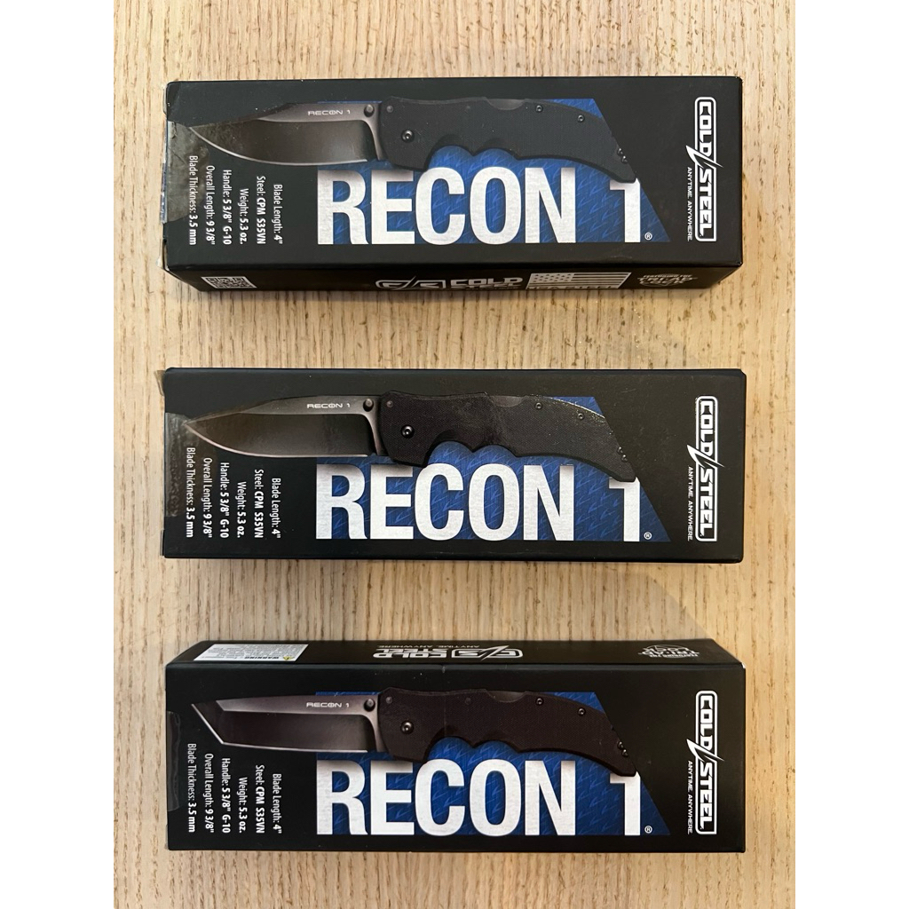 Cold Steel Recon 1 (Clip Point, Spear Point, or Tanto), 4”, CPM-S35VN, Black G-10 (New)