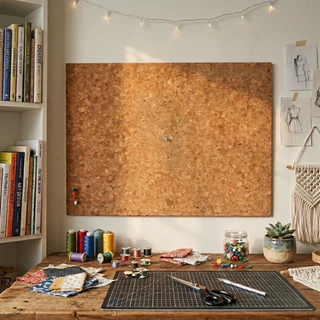แผ่นไม้ก๊อก หนา 6 มิล พร้อมหมุด เลือกขนาดได้ | บอร์ดปักหมุด ติดประกาศ ติดรูป Cork Board