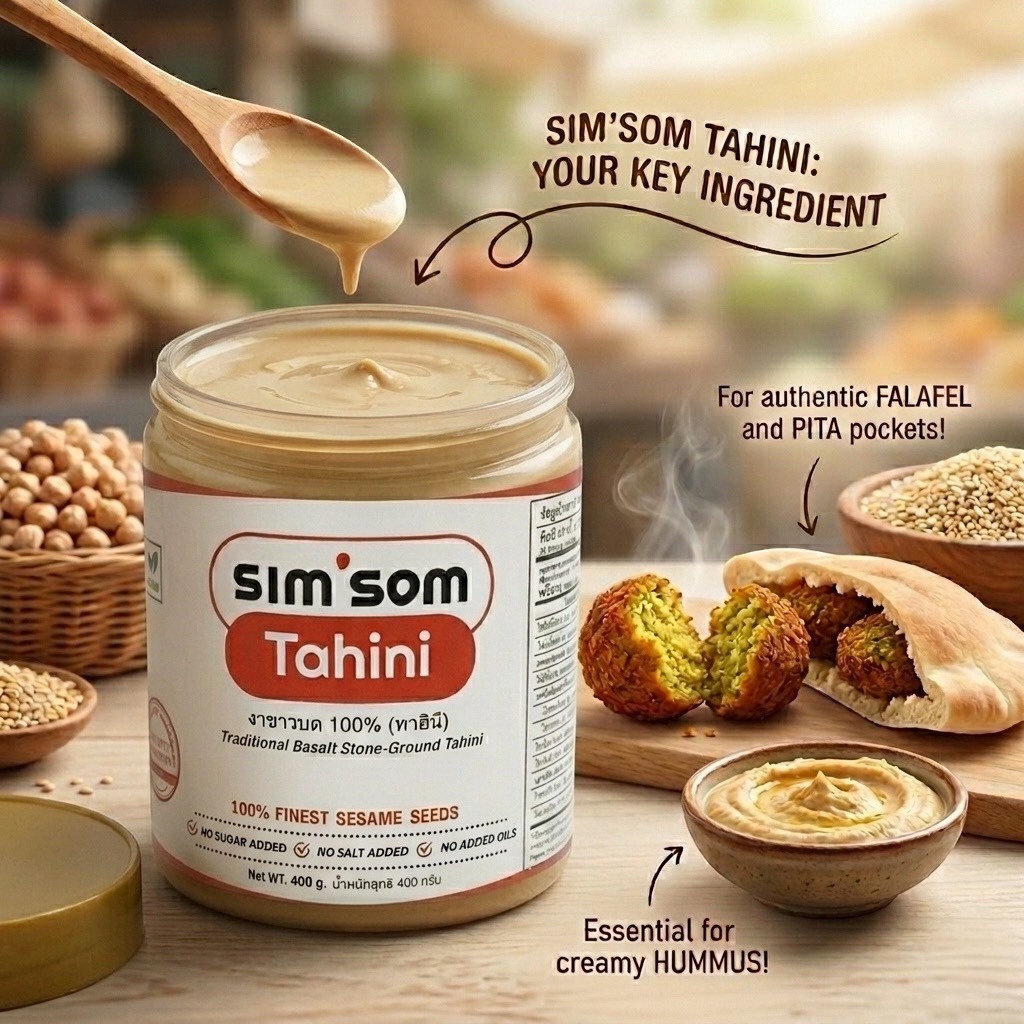 Tahini งาขาวบด 100% ขนาด 400g  Tahini, 100% Ground White Sesame 400g (1 Jar) #SIM'SOM