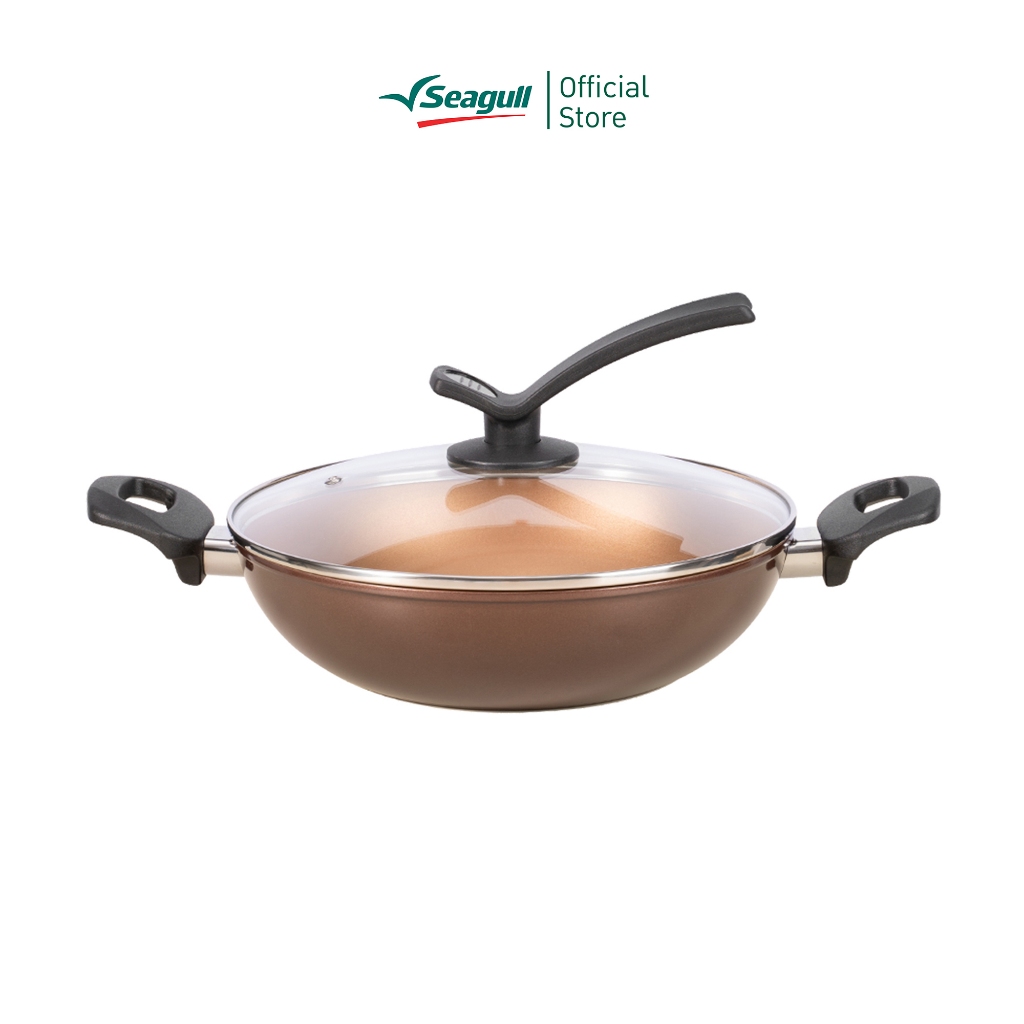 Seagull หม้อเกาหลีนอนสติ๊ก อินดักชั่น ขนาด 26 ซม. พร้อมฝาแก้ว Korean Golden Non-stick Induction Pot with Glass Lid
