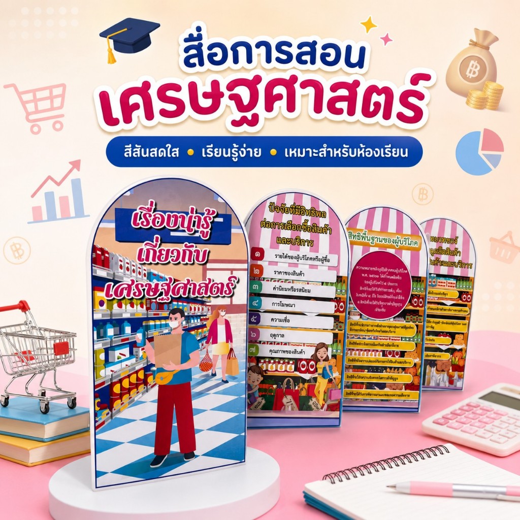 สื่อพับ เรื่องน่ารู้เกี่ยวกับ เศรษฐศาสตร์  สื่อสังคมศึกษา 1 ชิ้น