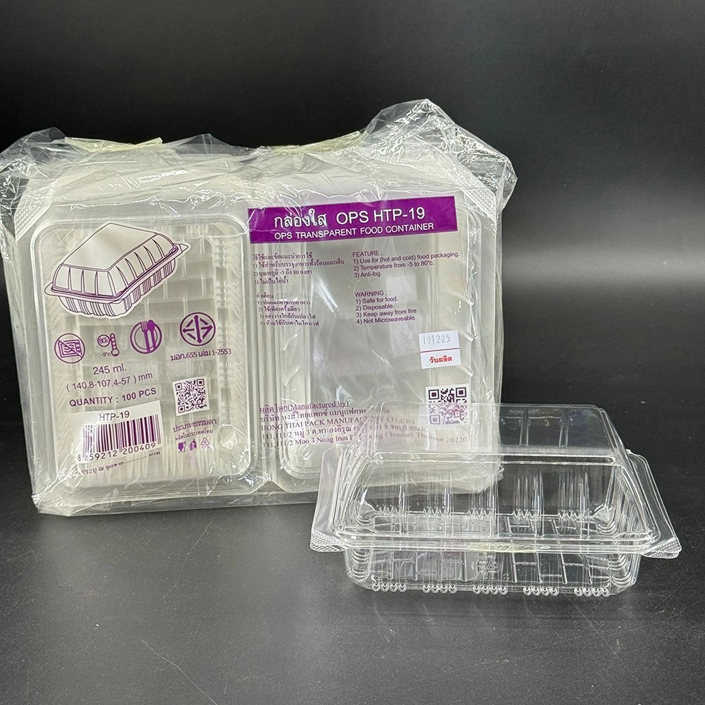 กล่องใสOPS HTP-19 ไม่เป็นไอน้ำ ฝาไม่ล็อค (100ใบ/แพ็ค)