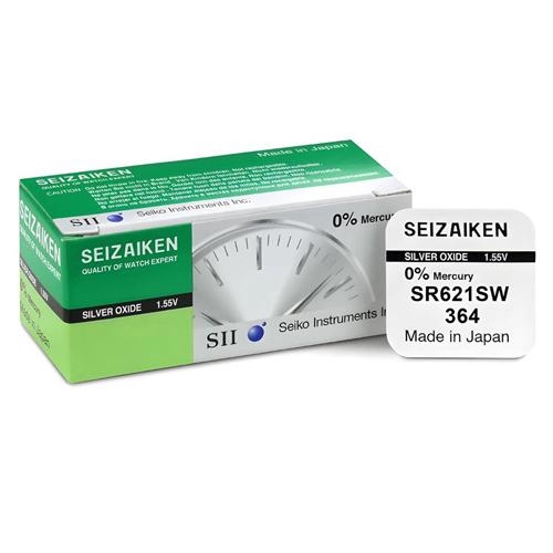 ถ่านกระดุม Seizaiken SR621SW / 364  จำหน่ายแบบยกกล่อง มี 10 ก้อน