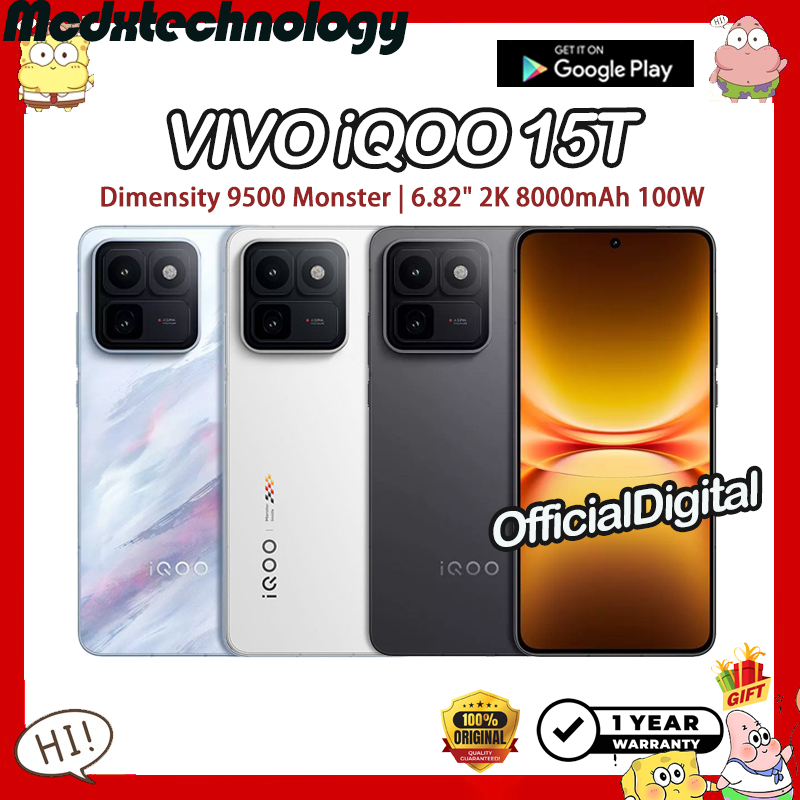 VIVO iQOO 15T Dimensity 9500 Monster 6.82" LTPO AMOLED 2K 8000mAh 100W | สนับสนุนไทยและ Google | รับประกัน 12 เดือน