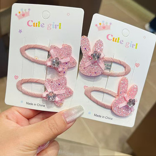 ยางรัดผม/กิ๊บติดผมรูปดาว/หูกระต่ายสีชมพูวิบวับ น่ารักสไตล์เจ้าหญิง เครื่องประดับผมสำหรับเด็กผู้หญิง