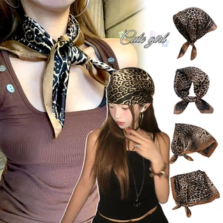 ผ้าเช็ดหน้า ผ้าโพกหัว y2k ลายดาว ลายเสือดาว ลายย้อนยุค ins หลายสไตล์ DIY ใช้ได้หลายแบบ สำหรับผู้หญิง COD