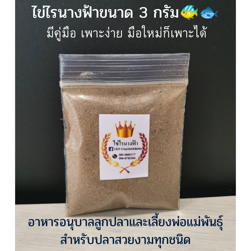 ไข่ไรนางฟ้า 3 กรัม อาร์ที​เมีย​น้ำ​จืด​ (ส่งไว) อาหารสดอนุบาลลูกปลาอัตราการรอดสูงให้ได้ตั้งแต่ปลาออกจากไข่ พร้อมคู่มือ