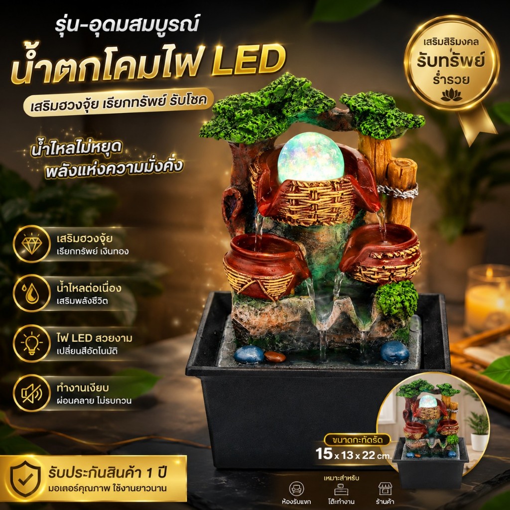 เสริมฮวงจุ้ย(มี8รุ่น)น้ำตกตั้งโต๊ะ  เสริมความเป็นสิริมงคล ดั่งสายน้ำที่ไหลริน