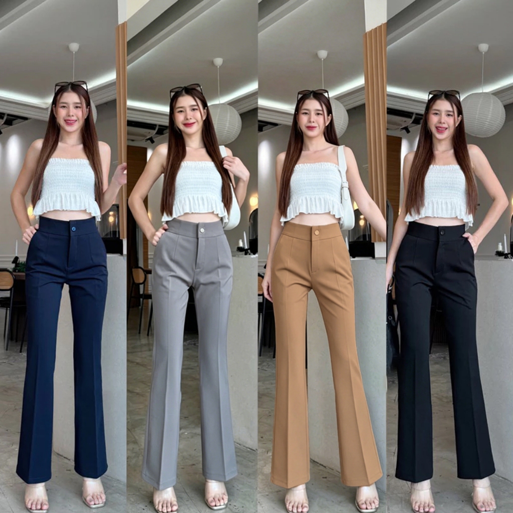 ✨S-2XL✨กางเกงขาม้าน้อย เอวสูง เนื้อผ้าโรเชฟ ใส่แล้วสูงเพรียว