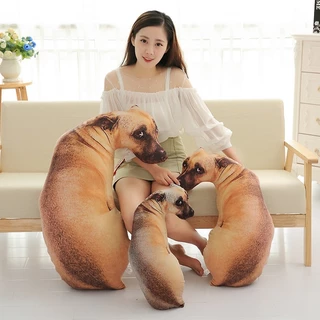 หมอนตุ๊กตานุ่ม รูปสุนัข 3D เสมือนจริง สร้างสรรค์ สําหรับตกแต่งบ้าน