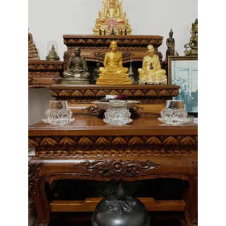 ชุดแก้วน้ำถวายพระ ฐานดอกบัว ลายสวยงาม ชุดแก้วน้ำถวายน้ำบนหิ้งพระ ชุดแก้ว+ฐานดอกบัว