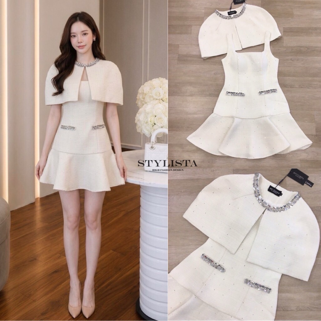 ชุดเซทเรียบหรูดูแพง ST20967 Set เดรส+เสื้อคลุม Stylista