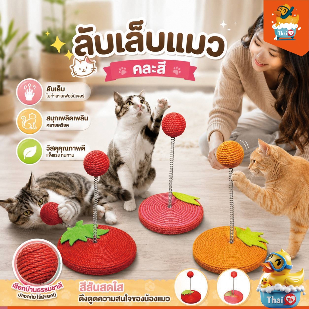 Thai.th ของเล่นแมว ที่ลับเล็บสำหรับแมว ฝนเล็บ ข่วน สินค้าน่ารัก สีสันสดใส มีราคาส่ง WPS144