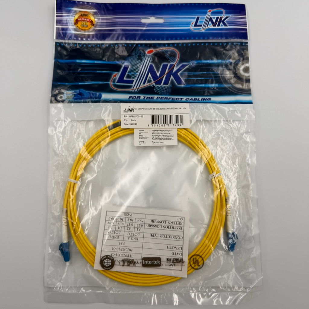 สายไฟเบอร์ออฟติก Duplex Single-Mode INTERLINK Patch Cord (UFP922D31-03/LC-LC) 3M